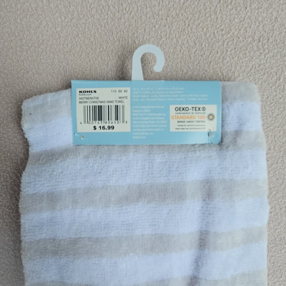 St. Nicholas Square Merry Christmas Hand Towel Holiday 100% Cotton 16